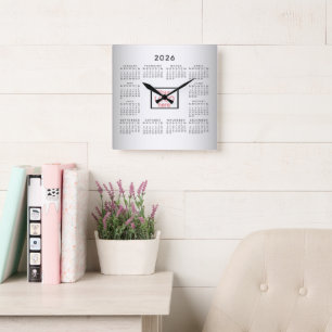 Horloge Carrée Logo personnalisé Blurred Grey Arrière - plan Cale