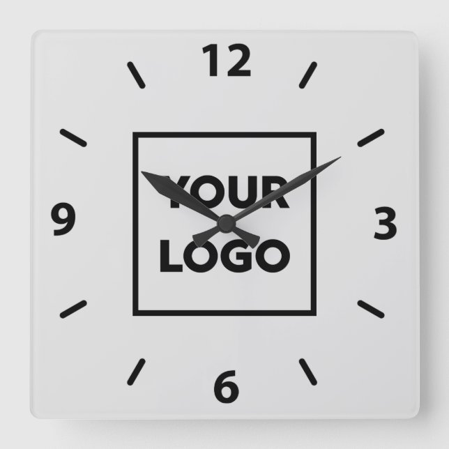 Horloge Carrée Logo personnalisé en gras sur gris (Recto)