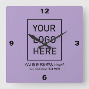Horloge Carrée Logo professionnel et entreprise de texte violet