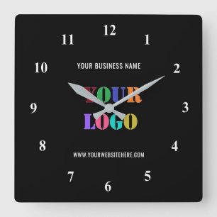 Horloge Carrée Logo Text and Colors Promoteur Business Clock