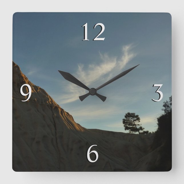 Horloge Carrée Lone Torrey Pine Californie Sunset Paysage (Recto)