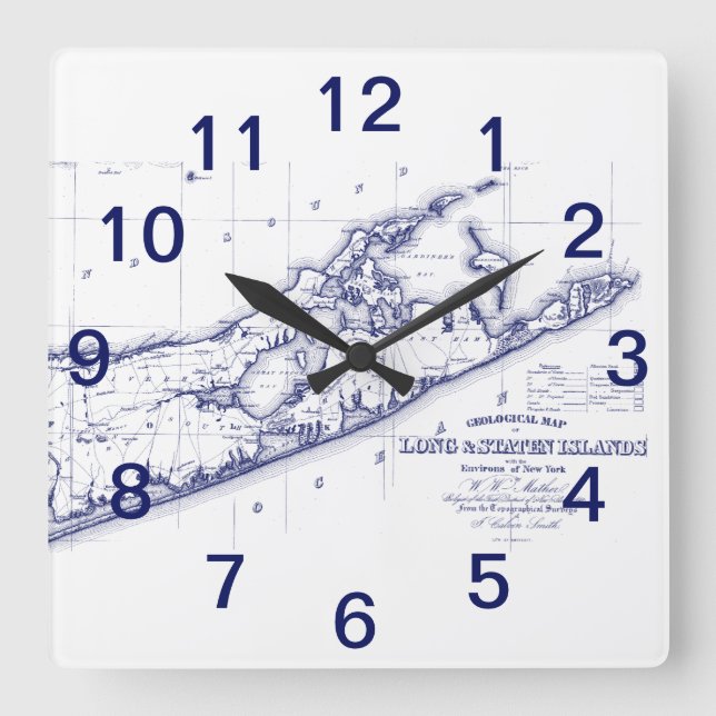 Horloge Carrée Long Island The Hamptons Carte VC (Recto)