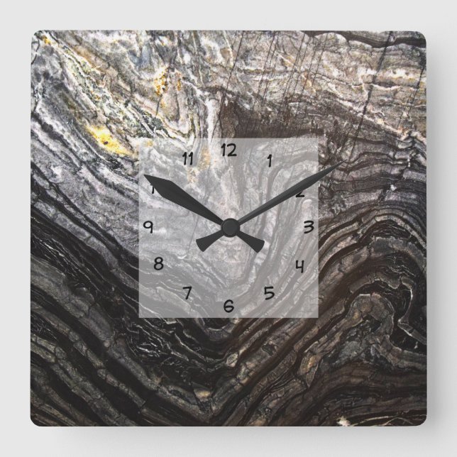 Horloge Carrée Look en pierre naturelle moderne (Recto)