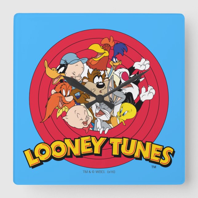 Horloge Carrée LOONEY TUNES™ Logo de marque (Recto)