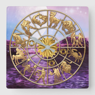 Horloge Carrée L'or composé de trois membres de famille de signe