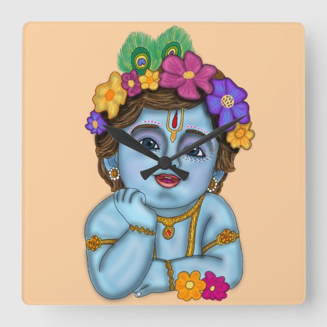 Horloge Carrée Lord Krishna Wall Clock (Recto)