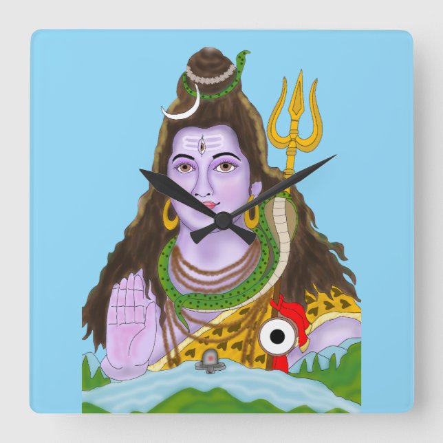 Horloge Carrée Lord Shiva Wall Clock (Recto)