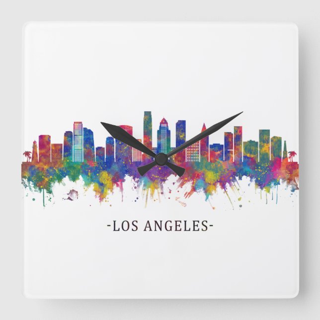 Horloge Carrée Los Angeles California Skyline (Recto)