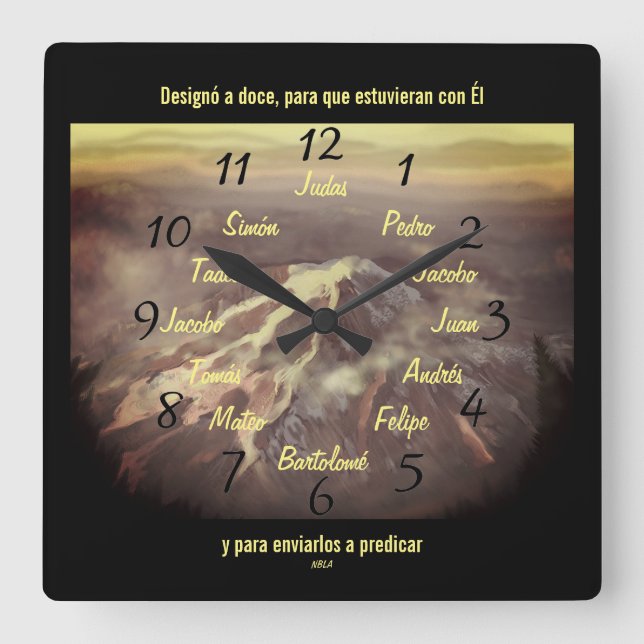 Horloge Carrée Los Doce Discípulos de Jesús Reloj de Pared Cuadra (Recto)