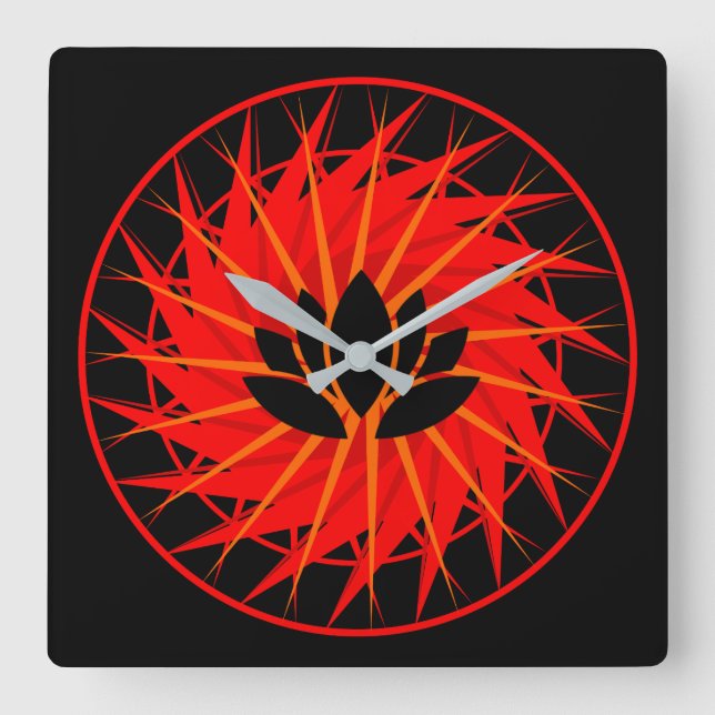 Horloge Carrée Lotus Red Graphic (Recto)