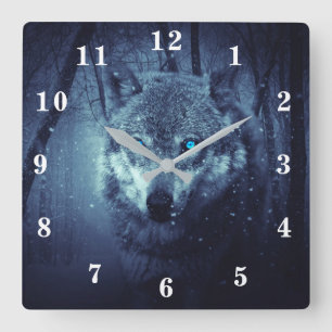 Horloge Carrée Loup
