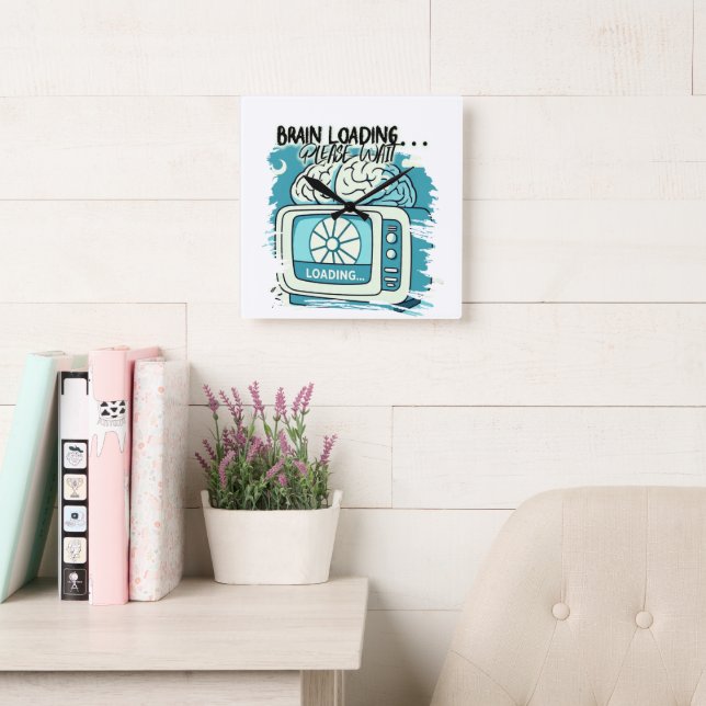 Horloge Carrée lovely brainloading design (Salle de lecture)