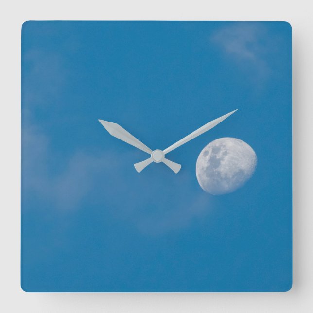 Horloge Carrée Lune matinale | Zambie, Afrique (Recto)