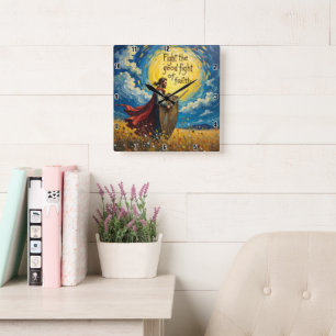 Horloge Carrée Lutter contre le bon combat de la foi