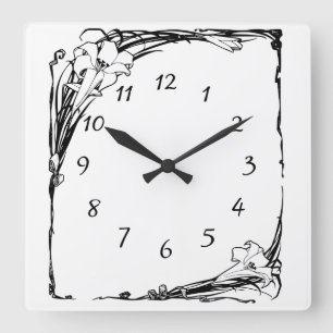 Horloge Carrée Lys Art nouveau