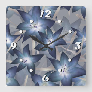 Horloge Carrée Lys bleus