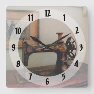 Horloge Carrée Machine à coudre et lithographie