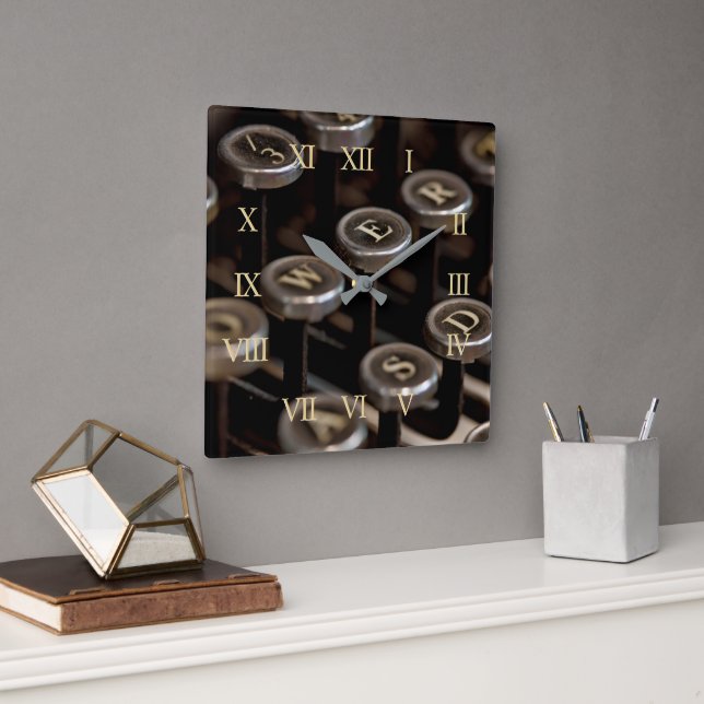 Horloge Carrée Machine à écrire (Bureau)