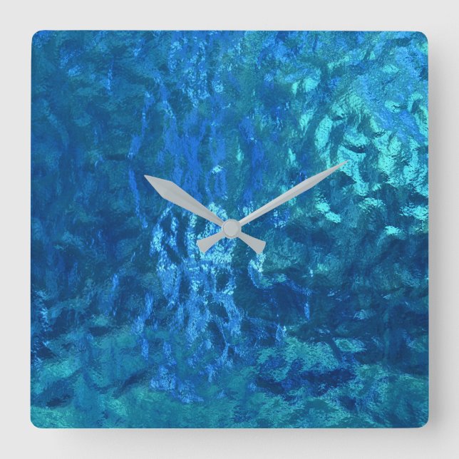 Horloge Carrée macro vitrail bleu (Recto)