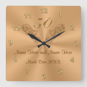 Horloge Carrée Magnifique Cadeaux personnalisés du 50e anniversai