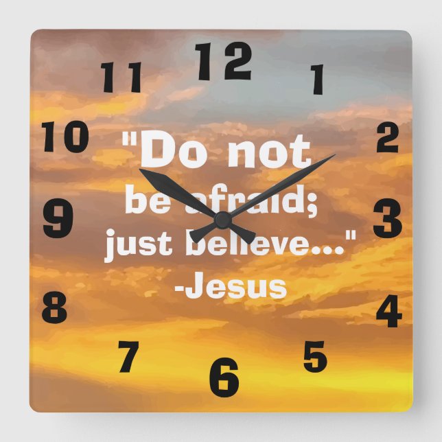 Horloge Carrée Magnifique Inspirational Jesus Citation Ciel Impri (Recto)