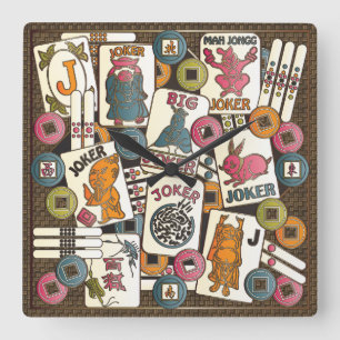 Horloge Carrée Mah Jongg Jokers