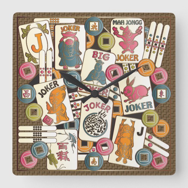 Horloge Carrée Mah Jongg Jokers (Recto)