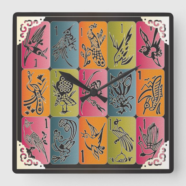 Horloge Carrée Mah Jongg One Bams (Recto)