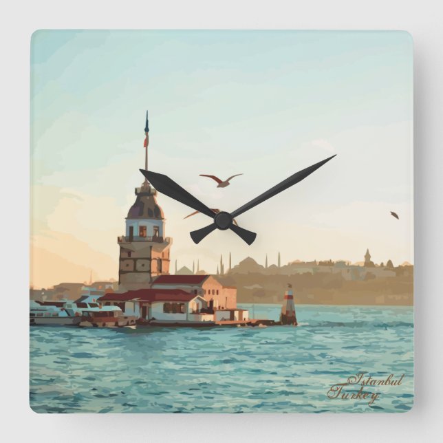 Horloge Carrée Maiden's Tower Illustration (Recto)