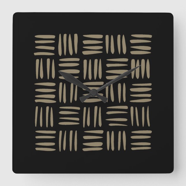 Horloge Carrée Main Drawn Tribal Inspecred Line Art (Recto)