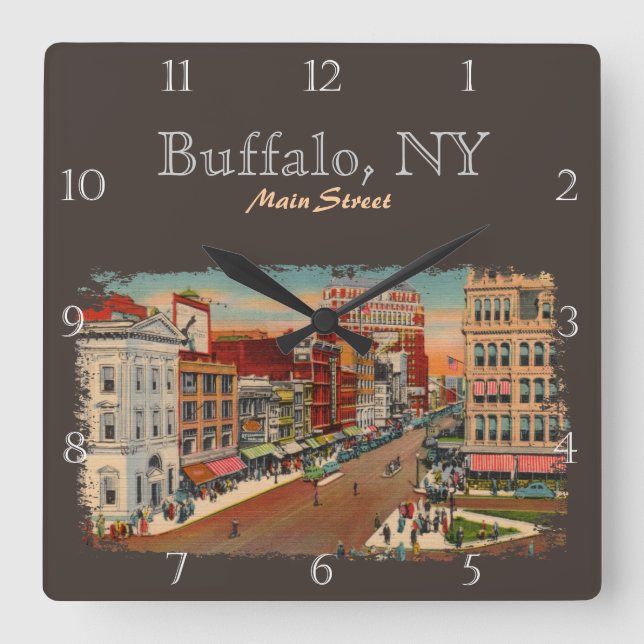 Horloge Carrée Main Street - Buffalo, NY sur mesure (Recto)