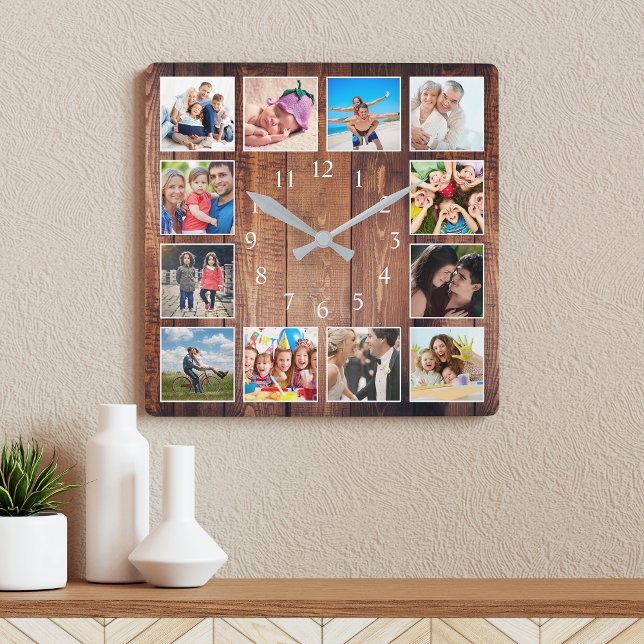 Horloge Carrée Maison de ferme moderne Collage photo (Créateur téléchargé)