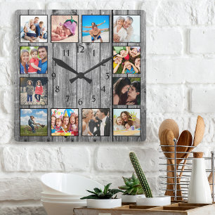 Horloge Carrée Maison de ferme moderne Famille Rustique Collage p