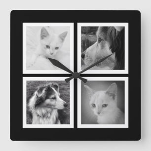 Horloge Carrée Make Your Own Four Instagram Photo Square Clock