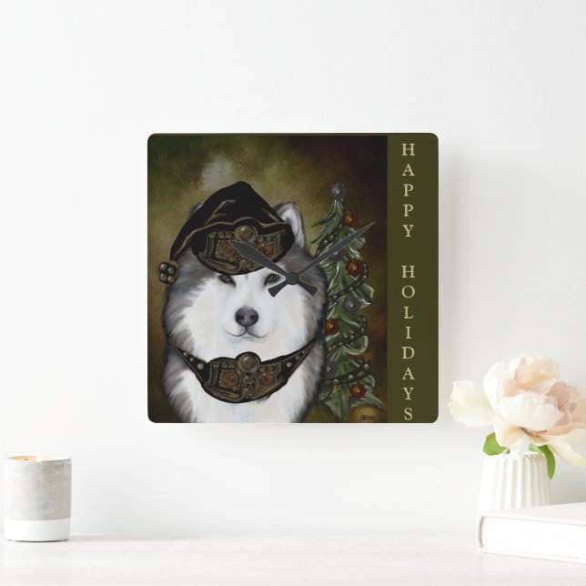 Horloge Carrée Malamute d'Alaska (Maison)