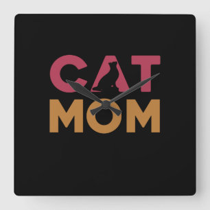 Horloge Carrée Maman de chat