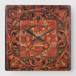 Horloge Carrée Mandala bouddhiste de la compassion