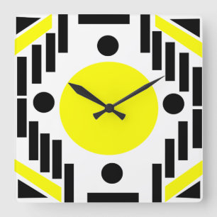 Horloge Carrée Mandala géométrique moderne du milieu du siècle ja