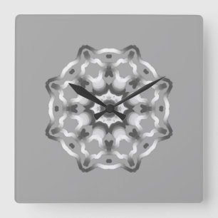 Horloge Carrée Mandala Gray paisible Guérir des Vibes