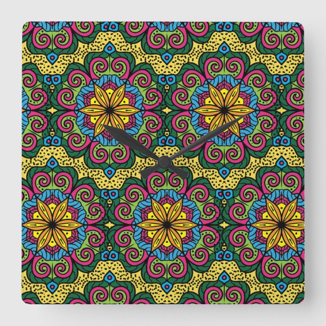 Horloge Carrée Mandela Design (Recto)