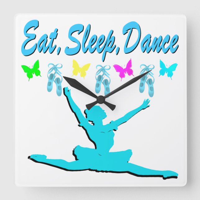 HORLOGE CARRÉE MANGER, DORMIR, DANSE BALLERINA DESIGN (Recto)