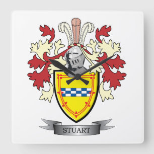 Horloge Carrée Manteau de crête de famille Stuart des bras