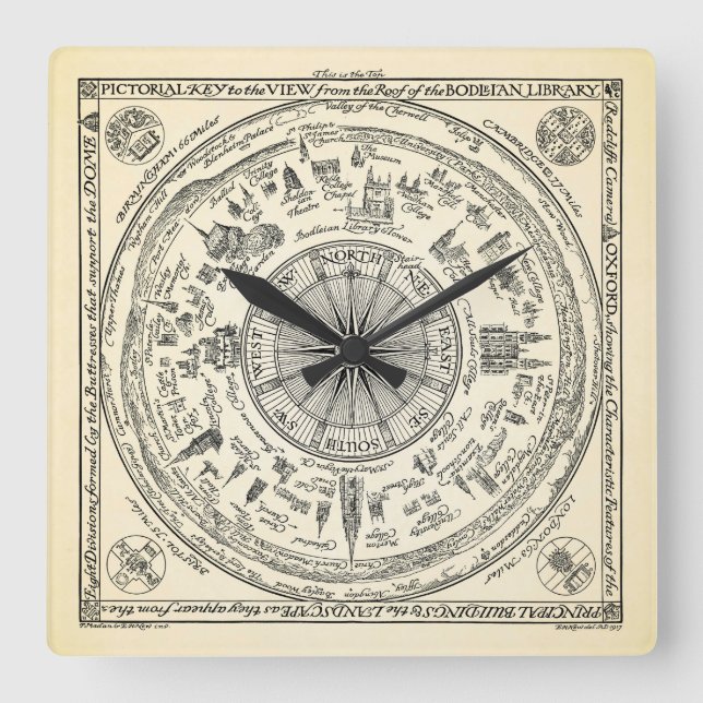 Horloge Carrée Map of Oxford view from the Bodleian (Recto)