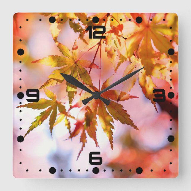 Horloge Carrée Maple Feuille Landscape Design-21355 (Recto)