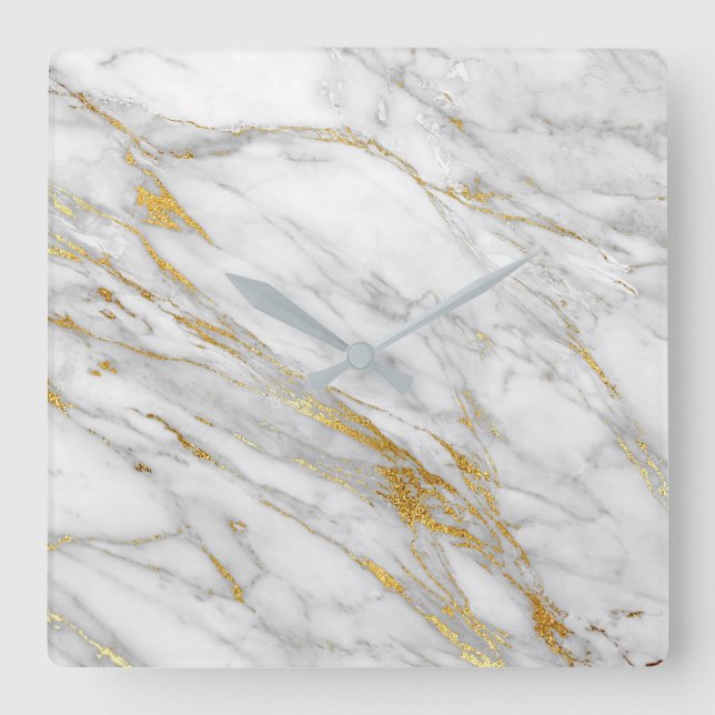Horloge Carrée Marble White Gray (Recto)