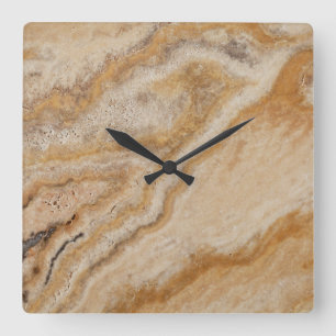 Horloge Carrée Marbre Arrière - plan Pierre Modèle Tan Naturel