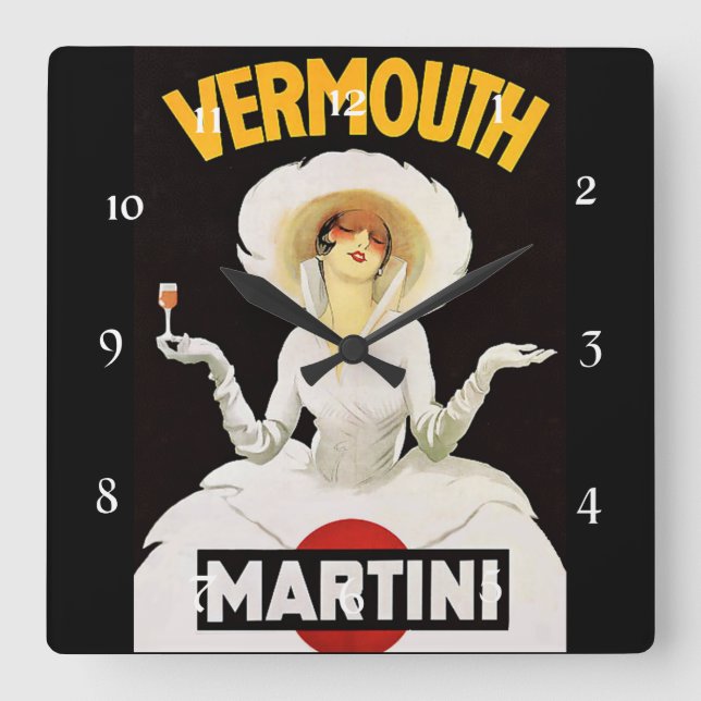 Horloge Carrée Marcello Dudovich Art Deco Ad Vermouth (Recto)