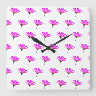 Horloge Carrée Marguerite rose  