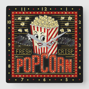 Horloge Carrée Marquee Home Cinema Popcorn