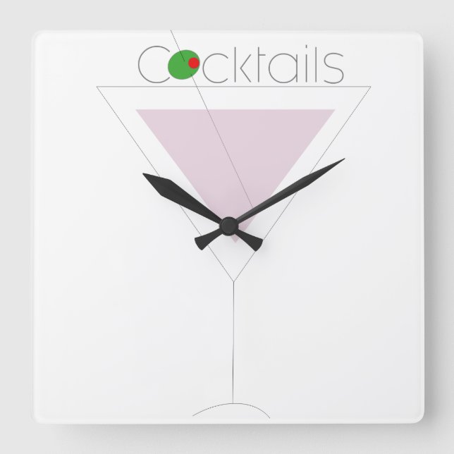 Horloge Carrée martini rose (Recto)